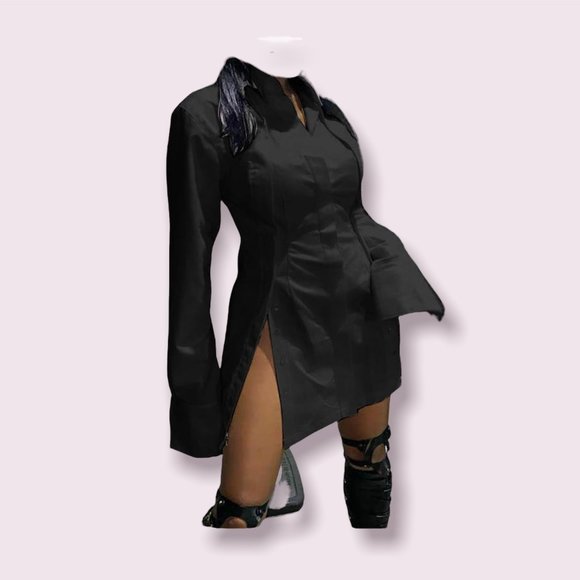 Chic Black Button-Up Dress - Picture 2 of 5